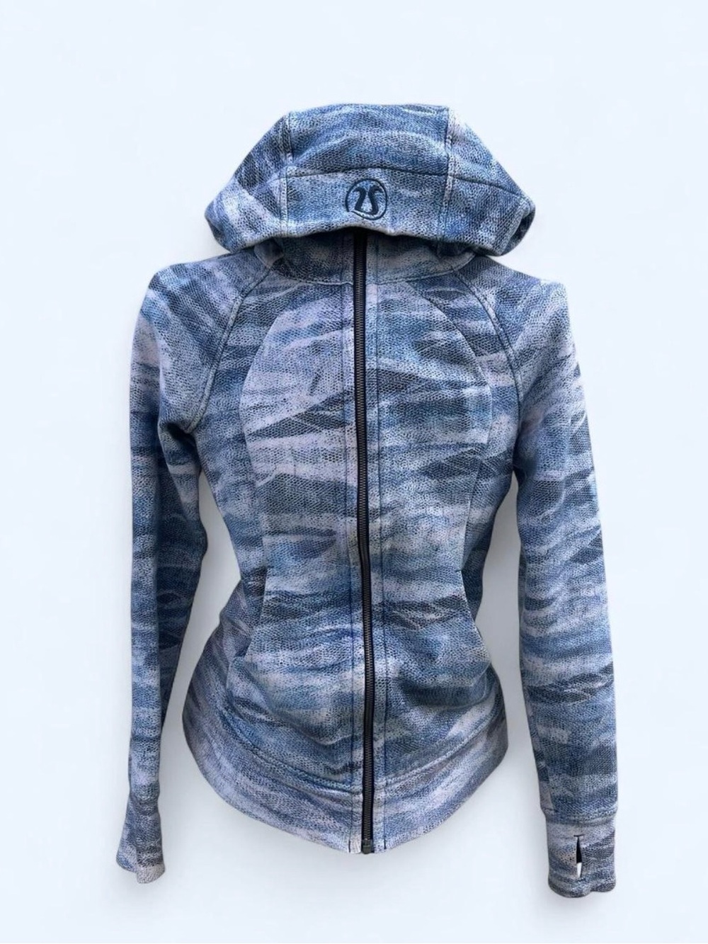 lululemon athletica Blue Camo Hooded Bomber Jacket